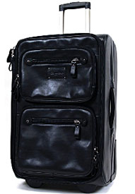 Leather luggage Black colored upright leather luggage