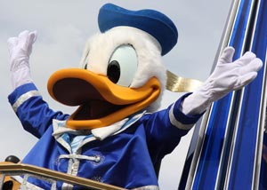 Disneyland Donald Duck parading at Disney World